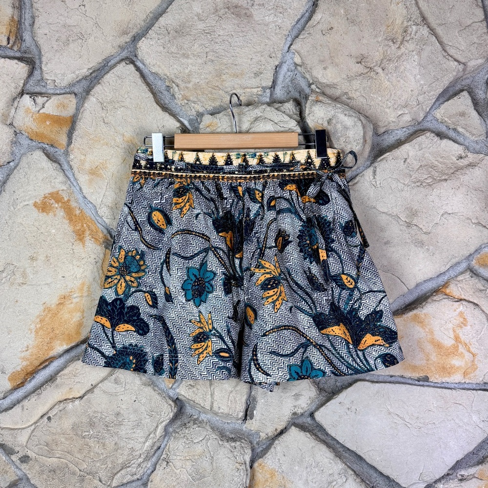 NWT Ulla Johnson Spring 2022 Paperbag Shorts Slate Floral | 10